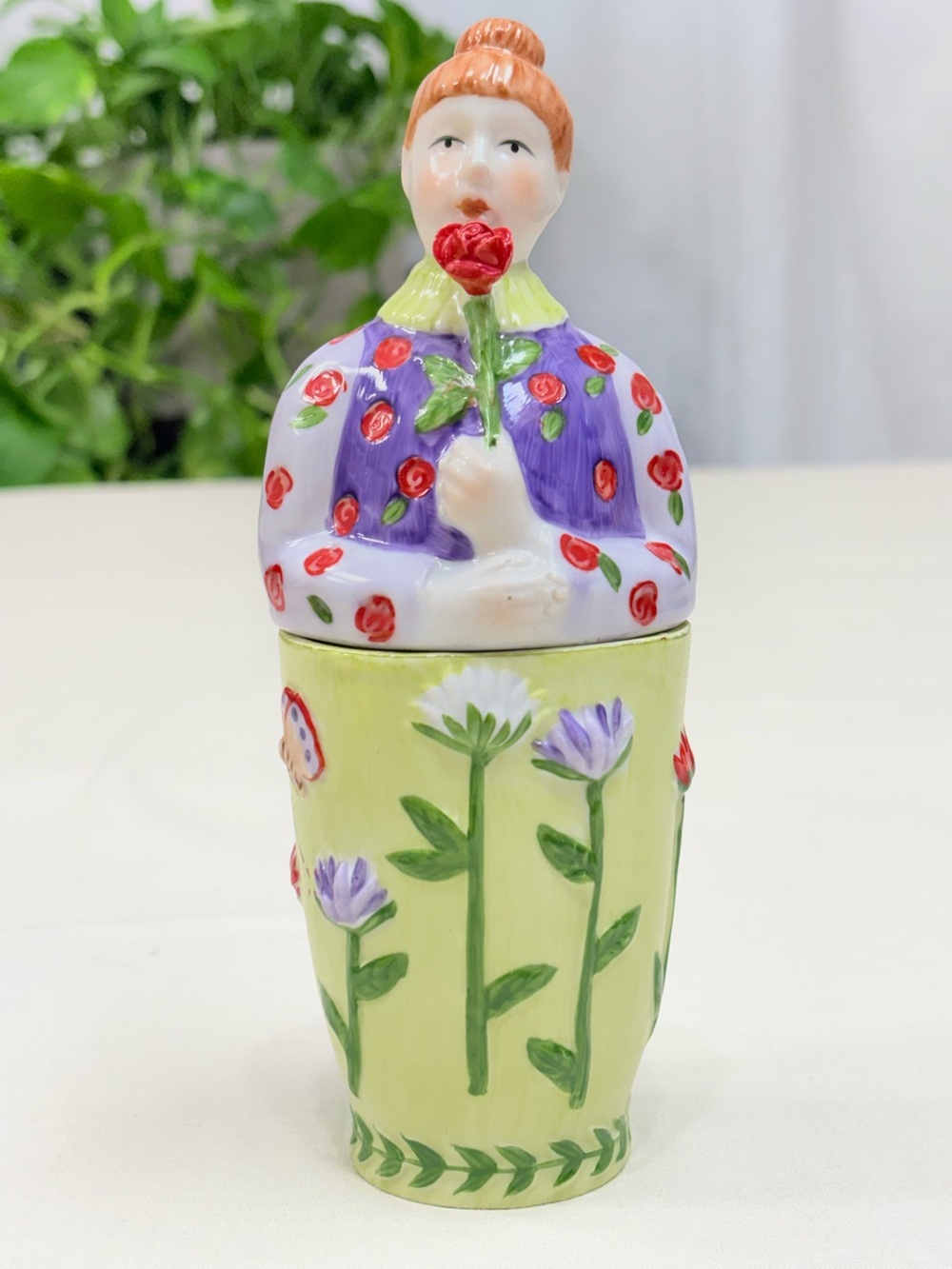 Vintage Villeroy & Boch French Gardeners “Marie” Figural Candle Jar